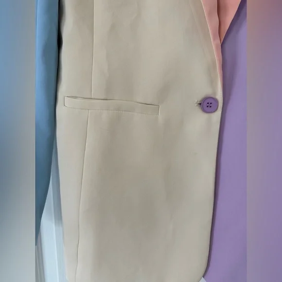 NWT - Endless Rose - Pastel Colorblock Longline Blazer - Size Small - Picture 11 of 12